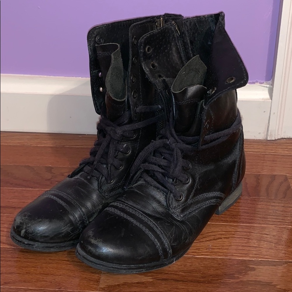 Steve Madden Black Combat Boots